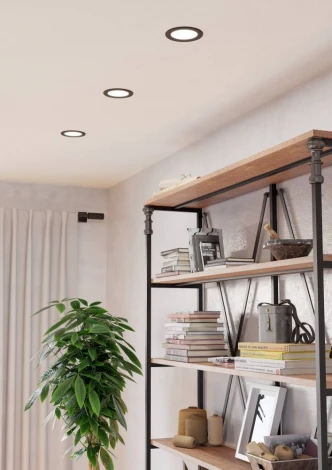 Встраиваемый светодиодный светильник Eglo Fueva 901413 6 с рег-кой цветовой темп-ры 6,3W(LED) IP44 2700K, 4000K, 6500K пластик, черный, белый