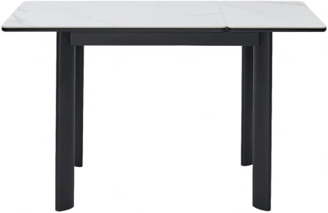 Стол ТЕТ-А-ТЕТ 90  Белый мрамор, керамика / Черный каркас М-City
