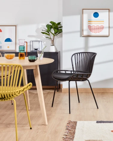 Обеденный стул La Forma (ex Julia Grup) Surpik (Черный/ Сталь,Металл,Пластик,Полиуретан,Полипропилен)