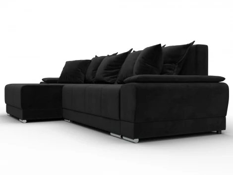Диван угловой Лига-119 угол левый (ДСП,Брус,Фанера,ЛДС,Велюр/Черный) Лига Диванов 137094L