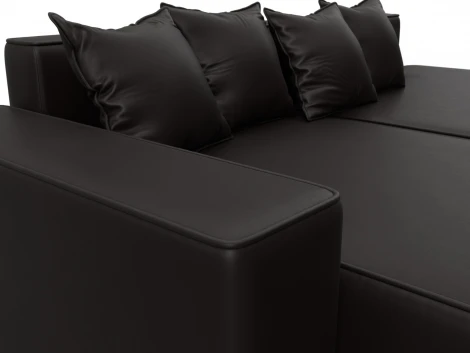 Диван угловой Лига-079 угол левый (ДСП/Пластик/Экокожа/Коричневый) Лига Диванов 129817L