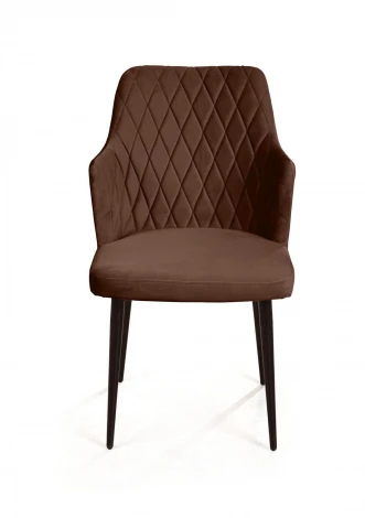 Стул с подлокотниками Hunt ромб, бархат коричневый 12 / чёрный конус Top Concept 77553