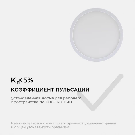 Потолочный светильник светодиодный круглый 220В 10Вт 800лм встроенный изолированный драйвер 4500К Apeyron 06-36