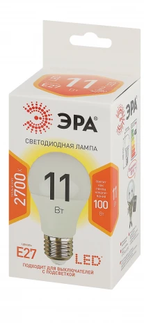 Лампочка светодиодная E27 11W ЭРА LED A60-11W-827-E27