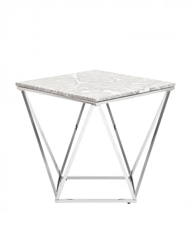 Журнальный столик Stool Group Авалон 61*61 серый мрамор сталь серебро УТ000036333