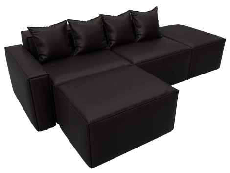 Диван угловой модульный Лига-063 угол левый (ДСП/Пластик/Экокожа/Коричневый) Лига Диванов 129789L