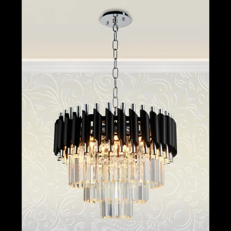 Подвесная люстра хрустальная Natali Kovaltseva DARIAN 76017/5C CHROME BLACK 5 x E14, 40W, CHROME BLACK