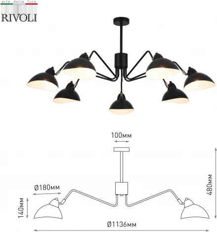 Потолочная люстра на штанге Rivoli Geraldine 4101-307
