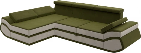 Диван угловой Лига-032 левый угол (Зеленый,Бежевый/Микровельвет) Лига Диванов арт.121653L