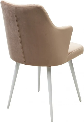 Стул M-City HERMAN 360 град. БЕЖЕВЫЙ #5, велюр / белый каркас
