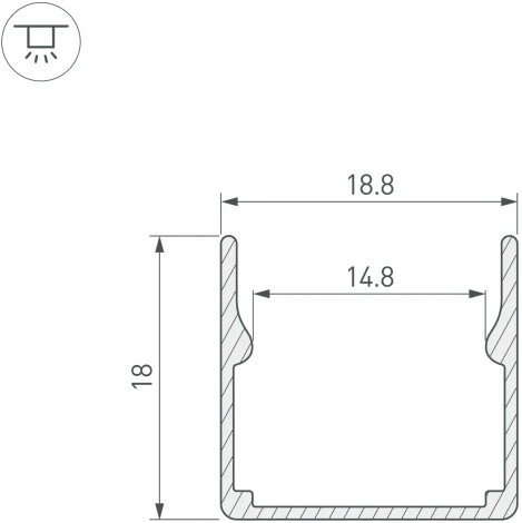 Профиль WPH-FLEX-1616-1000 ANOD (Arlight, Алюминий) 053418