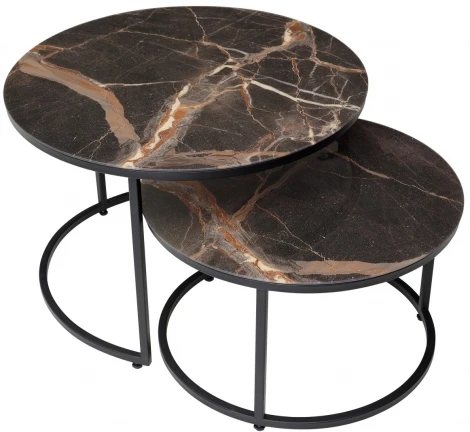 Журнальный столик Эрвин (комплект) МЕЙДЖИК, стекло/ черный каркас