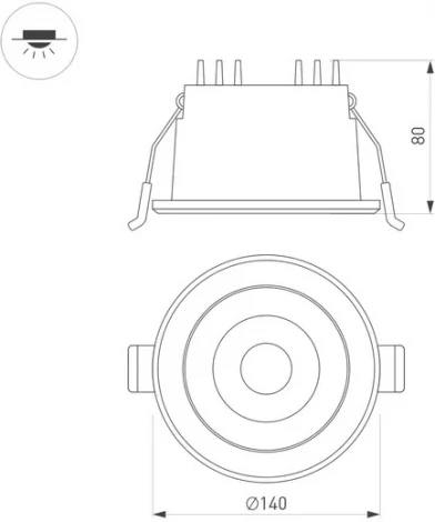 Встраиваемый точечный светильник светодиодный MS-ALORA-BUILT-R140-12W Day4000-MIX (BK, 60 deg, TRIAC) (Arlight, IP54 Пластик) 048094 (220V)