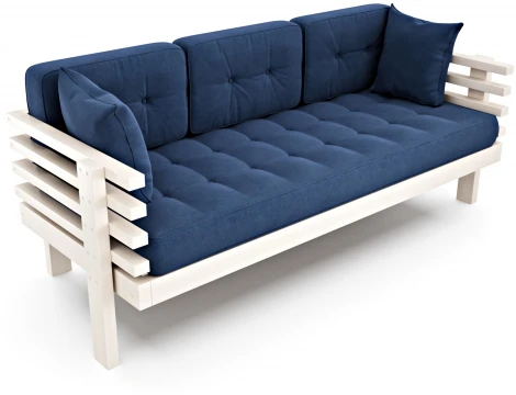 Диван Arsko Стоун беленый дуб синий велюр