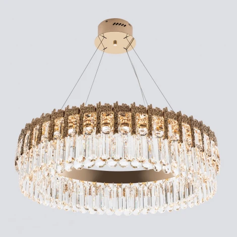 Подвесная люстра светодиодная хрустальная с регулировкой цветовой температуры Modelux ML.830.800 GD