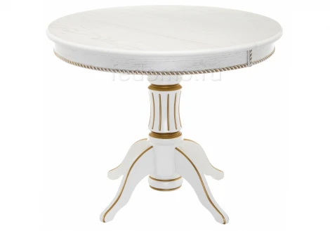 Деревянный стол Woodville Павия 100 молочный с золотой патиной 406087
