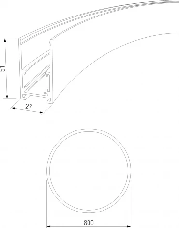 Накладной радиусный шинопровод магнитный Elektrostandard Slim Magnetic 85160/00 черный ⌀ 800мм (48V)