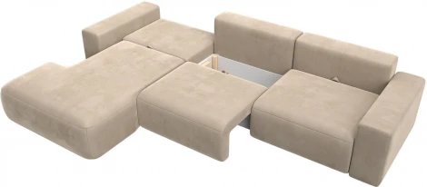 Диван угловой Лига-036 НПБ Классик Лонг левый угол (Бежевый/Велюр) Лига Диванов арт.121390L