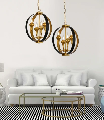 Подвесная люстра Lumina Deco Demetra LDP 1225-4 BK+GD