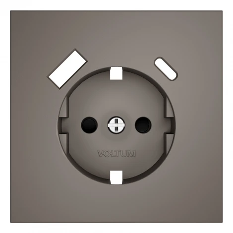 Накладка для розетки с заземлением и защитными шторками с USB A+C (капучино) Voltum S70 VLS001014