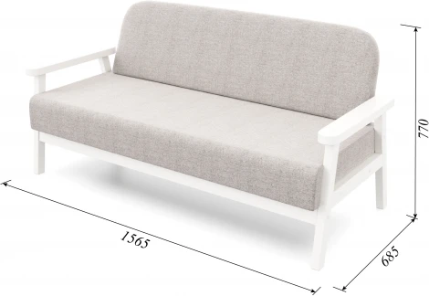 Диван Arsko прямой Флори М белая эмаль рогожка серая