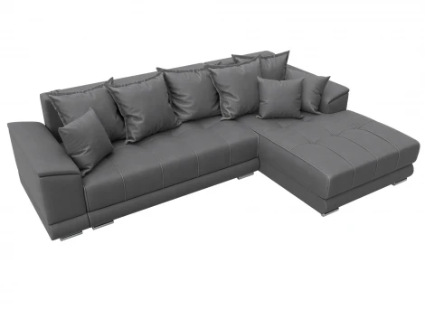 Диван угловой НордСтар правый угол (ДСП,Брус/Пластик/Замша/Серый) Лига Диванов 128212