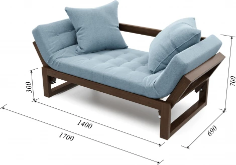 Кушетка Arsko Амбер орех голубая рогожка