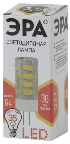 Лампочка светодиодная G4 3,5W ЭРА LED JC-3,5W-220V-CER-827-G4