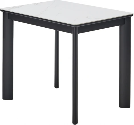 Стол ТЕТ-А-ТЕТ 120  Белый мрамор, керамика / Черный каркас М-City