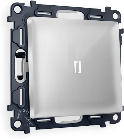 Комплект механизма Ambrella Volt 1-клавишного проходного выключателя с подсветкой 5600K ALFA MA402035 Серебро глянец QUANT