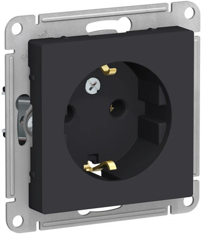 Розетка встраиваемая с заземлением (карбон) Systeme Electric AtlasDesign ATN001043