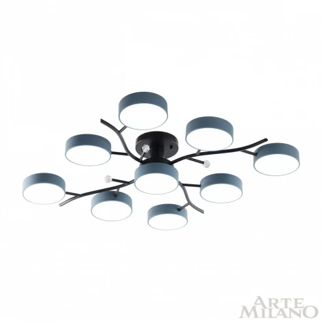 Потолочная люстра на штанге Arte Milano Ferrara 256606/8+1 Bk/Gr (LED, 220V, круглые)