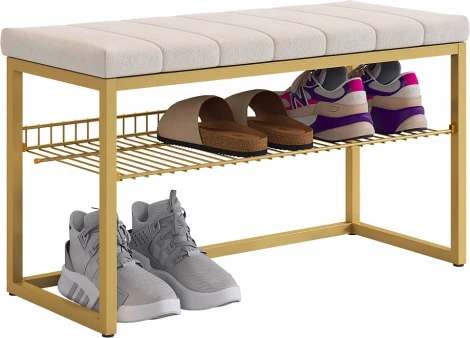 Обувница Классная 2 Mebelson (Металл,Ткань/Золотой,Кремовый) арт.172220,3329