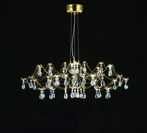 Подвесная люстра светодиодная с пультом и хрустальными подвесками K9 MyFar Ersilia MR2663-60P-50СD