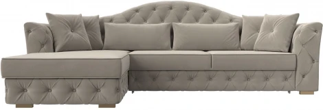 Диван угловой Артис левый угол (Бежевый/Микровельвет) Лига Диванов арт.121594L