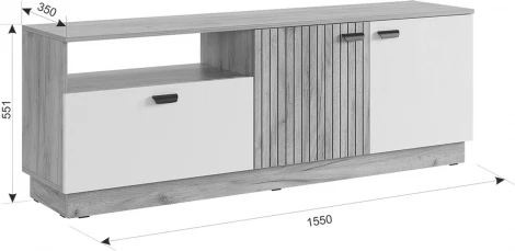 Гостиная "Моди К1", цвет дуб крафт золотой/белое дерево Mebelson (арт.MGM-K1МОДИ.2563)