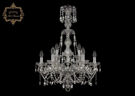 Подвесная люстра Art Classic 11.21 11.21.6+3.200.XL-73.Cr.Sp (220V, хрусталь, на цепи, подсвечник, свеча)