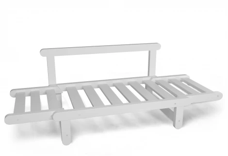 Кушетка Arsko Сламбер белая эмаль бежевая клетка рогожка