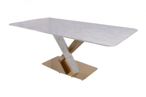 Стол обеденный IST-CASA Интерно Гранд MC3042-200WH, 200х100х75 см, белый мрамор/золото