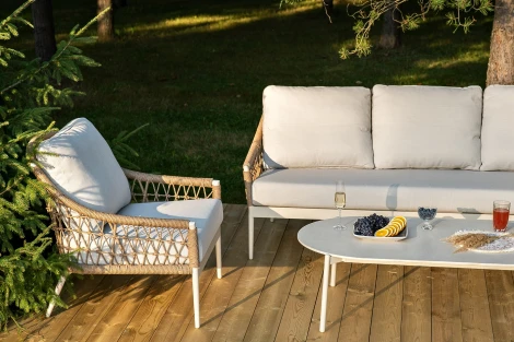 "Венеция" лаунж-зона из искусственного ротанга, цвет соломенный 4SIS арт.УТ-00007459