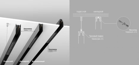 Шинопровод под гипсокартон 1м S35 встраиваемый черный (магнитный) Maytoni Technical TRX004-221B (48V)