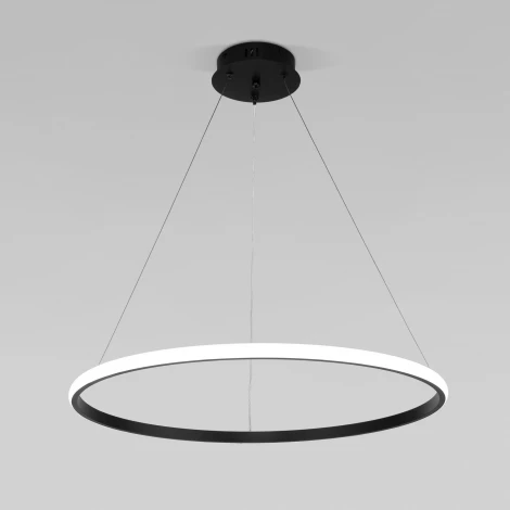 Умный подвесной светильник Eurosvet Collars 90264/1 черный (регулировка яркости, LED, 220V, пульт управления, на тросе, кольцо)