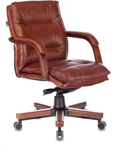 Кресло руководителя Бюрократ T-9927WALNUT-LOW светло-коричневый Leather Eichel кожа низк.спин. крестовина металл/дерево