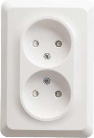 Розетка встраиваемая двойная без заземления со шторками (белый) Systeme Electric Etude PC16-106B