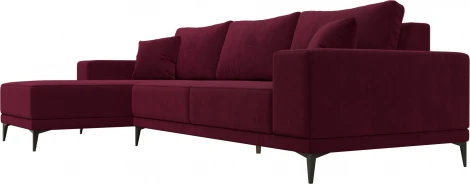 Диван угловой Льюес левый (Бордовый/Микровельвет) Лига Диванов арт.122408L