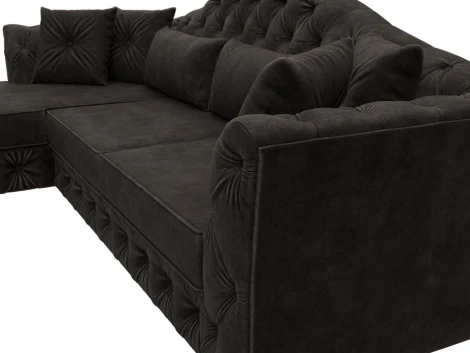 Диван угловой Артис левый угол (Брус,Рейка/Пластик/Велюр/Коричневый) Лига Диванов 128028L