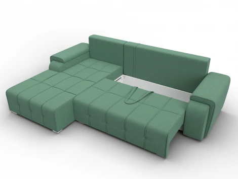 Диван угловой Лига-121 левый угол (ДСП,Брус,Рогожка/Зеленый) Лига Диванов 137344L