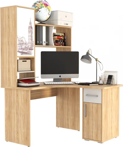 Лайт-1 Стол компьютерный 1200 угловой, цвет дуб сонома/белый Mebelson (арт.SKL1.2N01.1623)