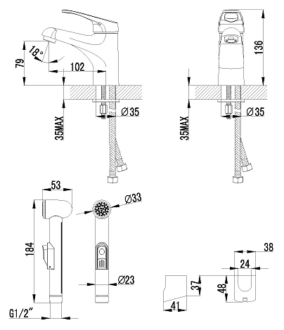 Смеситель Lemark Omega LM3116C для раковины с гигиеническим душем