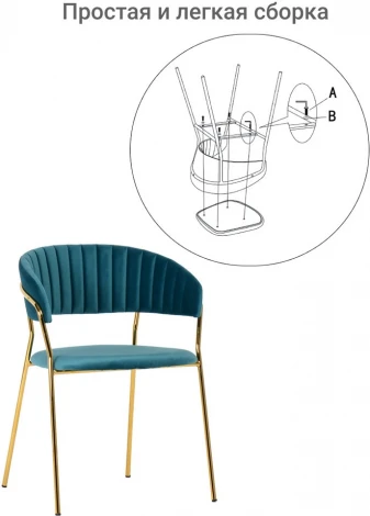 Комплект из 2-х стульев Turin бирюзовый с золотыми ножками Bradexhome арт.FR 0160P